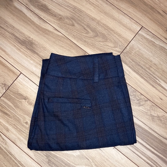 Navy Tartan Plaid Trouser Dress Pant - Picture 2 of 4